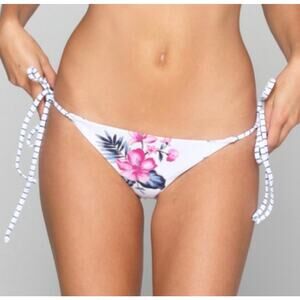 NWT Frankies Bikinis Marley Bikini Bottoms Floral Stripe Reversible Large